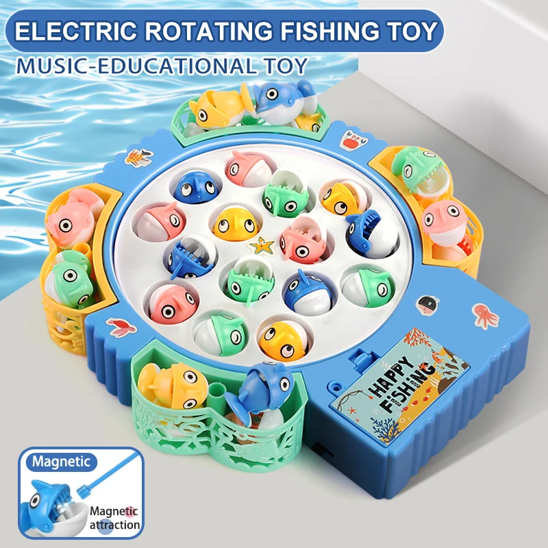 Rotating Musical Fishing Game Magnetic Fishing Toy for kids Birthday & Christmas Gift Parent-child interactive games