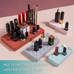 Hot sale 12 24 Slots Silicone Lipstick Holder Organizer Cosmetic Makeup Beauty Display Lipstick Gloss Display Stand Storage Box