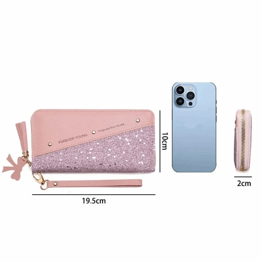 أزياء سستة محافظ طويلة بو الجلود بريق سيدة حقيبة يد عملة المحفظة المرأة