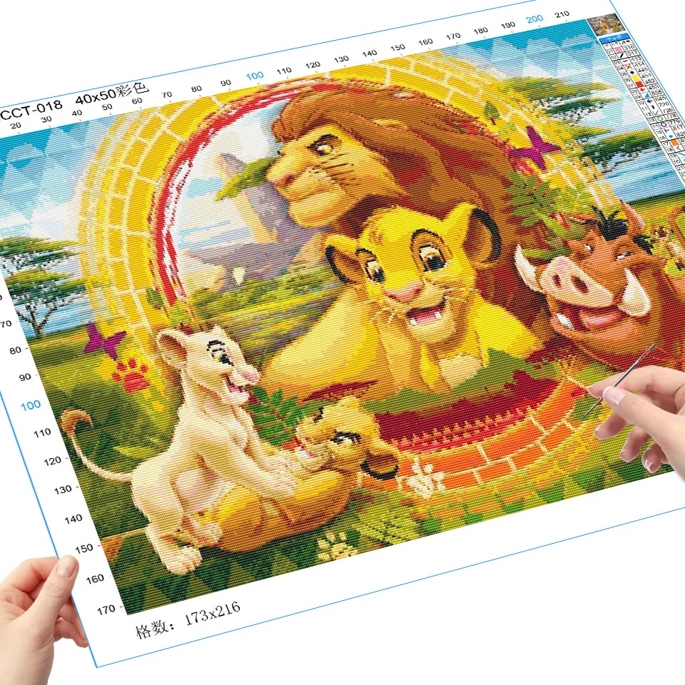 Disney Lion King Embroidery Animal Needlework Simba Cross Stitch Cartoon Art White Canvas New Arrivals Kits Home Decoration