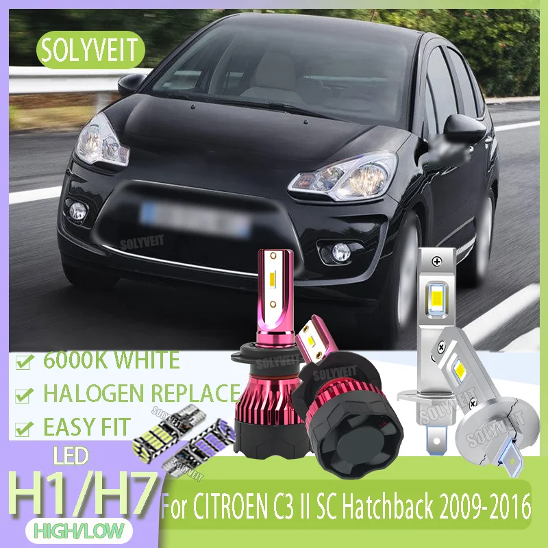 

LED H1/H7 High Low Beam Bulb Brighter than Halogen Bulb 6000k White For CITROEN C3 II SC Hatchback 2009 2010 2011 2012 2013-2016