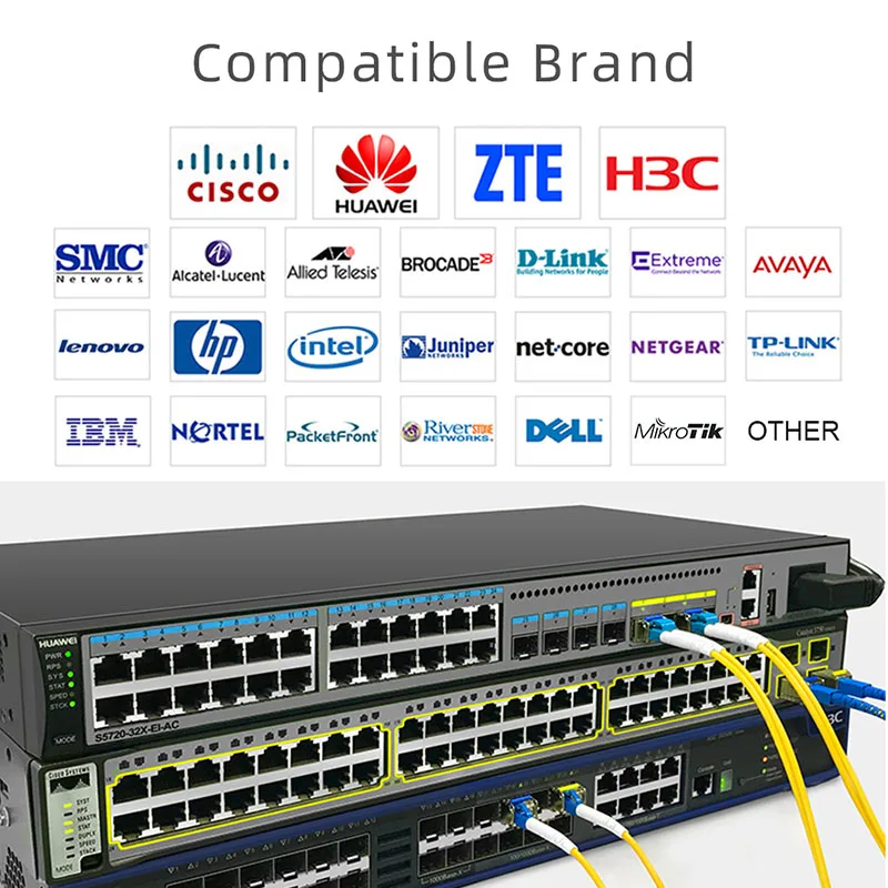 جهاز إرسال واستقبال SFP جديد 10G أحادي الوضع SFP متوافق مع مفاتيح Cisco / Huawei / Ruijie / ZTE / Mikrotik