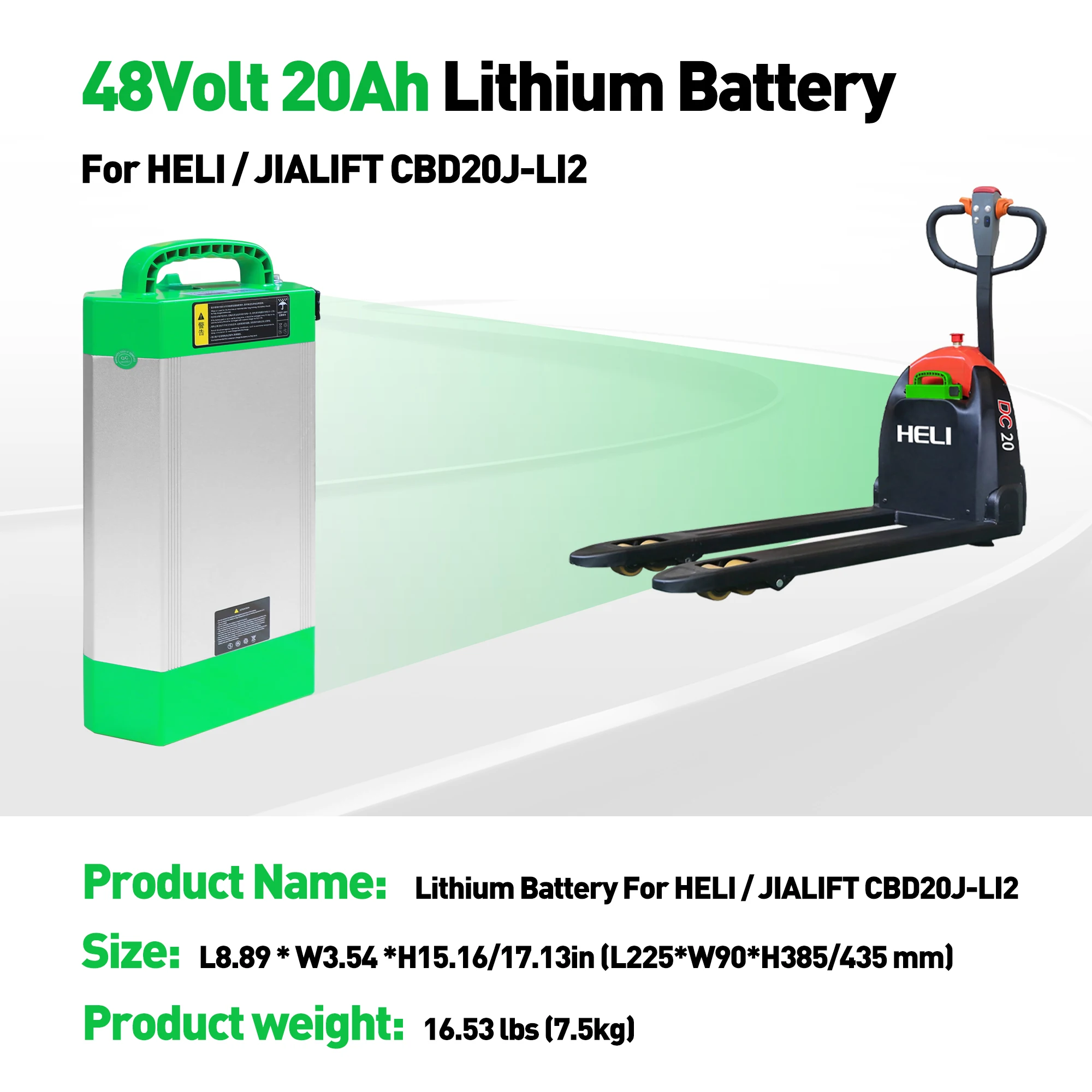 48V 20Ah HELI LiFePO4 Lithium Battery for HELI Electric Pallet Jack CBD20J-LI2