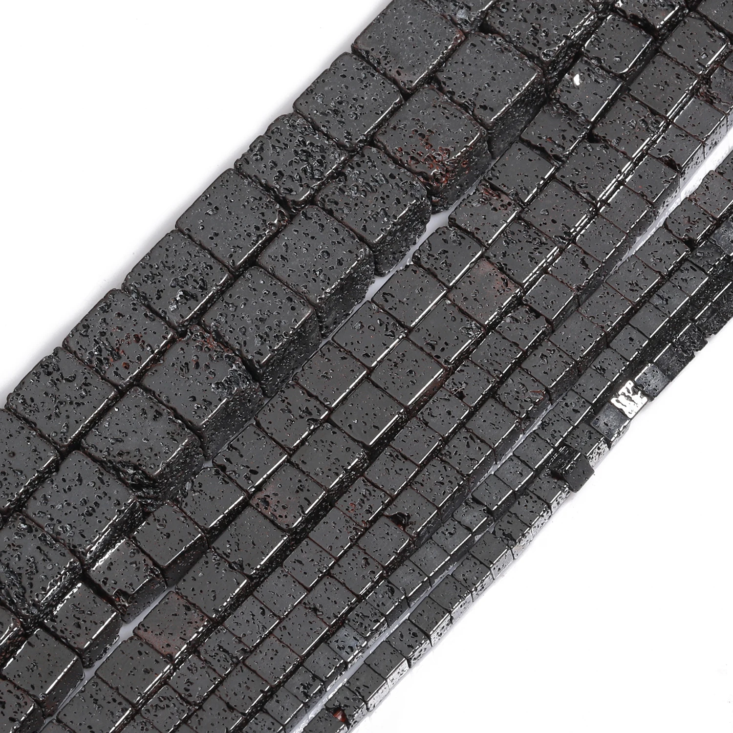 2/3/4/6mm Natural Black Minerals Stone Beads Square Shape Volcanics Lava Loose Beads for DIY Bracelet Necklace Jewelry Making