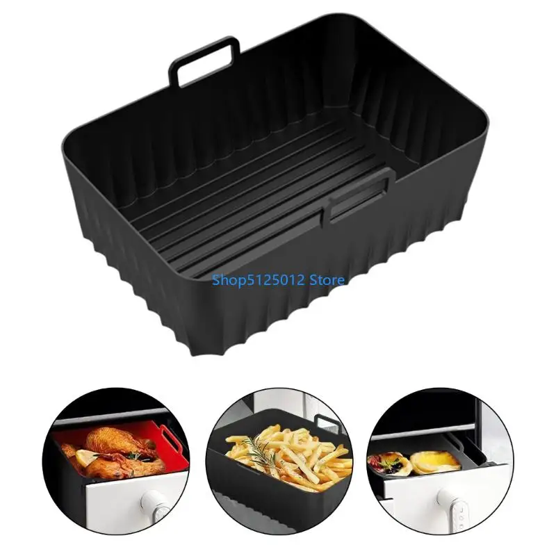 G8TC Pack of 2 Rectangular Nonstick Air Fryers Pads Baking Tray Cooking Liners Silicone Baskets for Air Frying Machine
