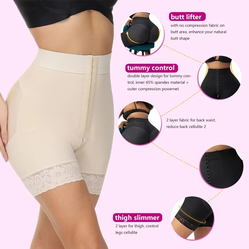 Fajas Compression Shorts Slimming Shaper Butt Lifter Charming Curves Butt Lifting BBL Hourglass Waist Trainer Shorts