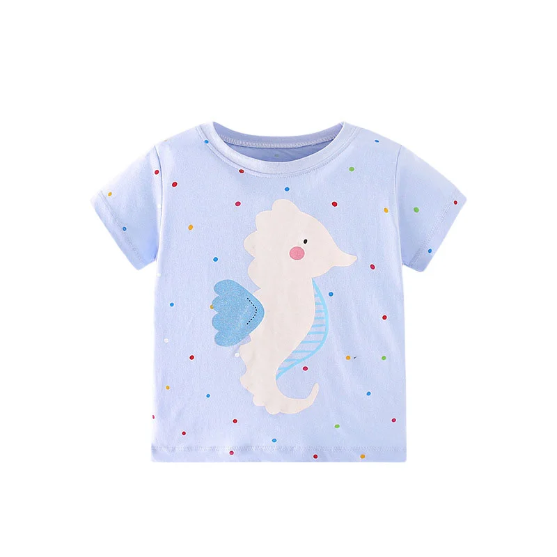 

Jumping Meters New Arrival Animals Print Hot Selling Cotton Summer Girls Tshirts Baby Clothes Children's Tees Tops