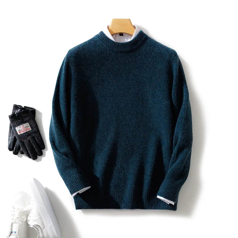 

Autumn Winter 100% Merino Wool O-Neck Casual Solid Color Sweater Pullover Cashmere Long Sleeves Fashion Soft Clothing Top