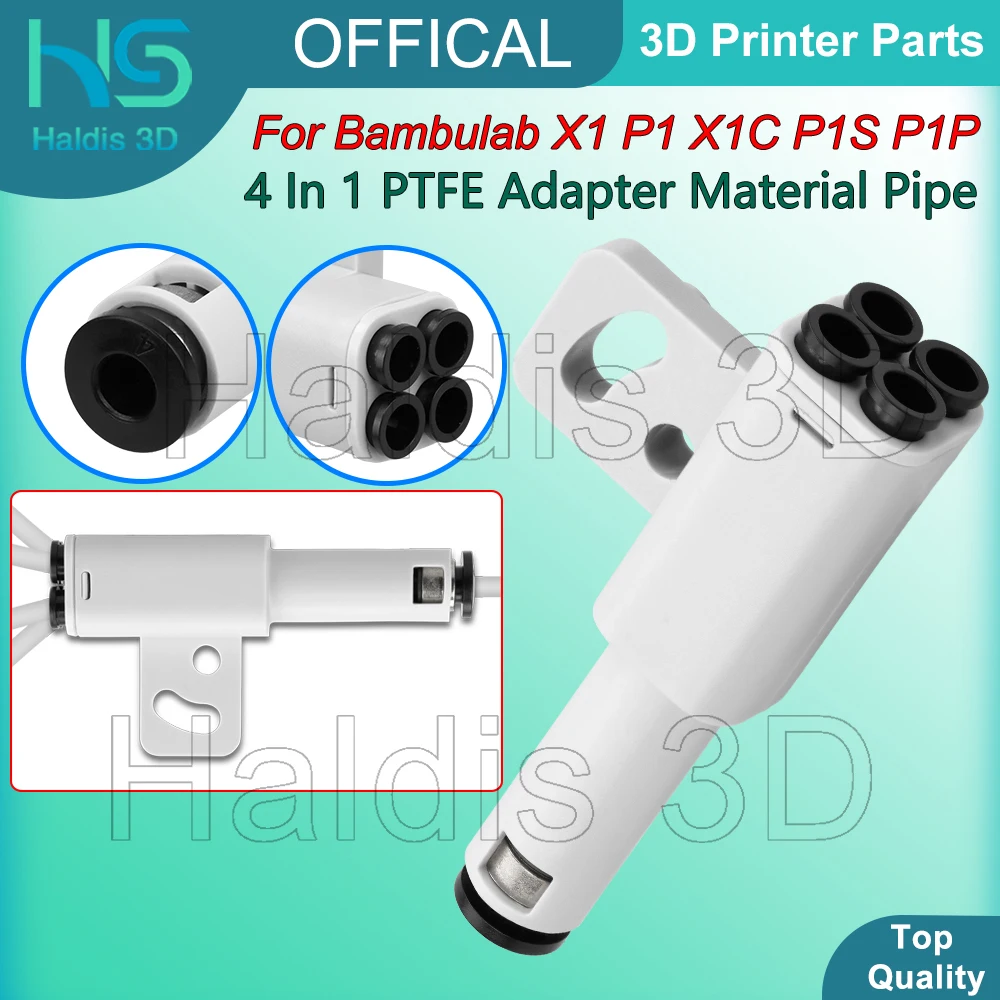 

For Bambulab X1 P1 X1C P1S P1P Material Pipe 4 In 1 PTFE Adapter Expansion Port AMS Connect 4 Feeding Modules 3D Printer Parts