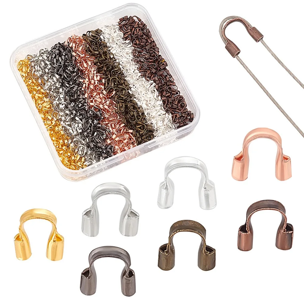 840Pcs 7 Color Brass Wire Guardians Wire Cable Protector U Shape Wire Guard Loops Thread Protector Loop Wire Protectors