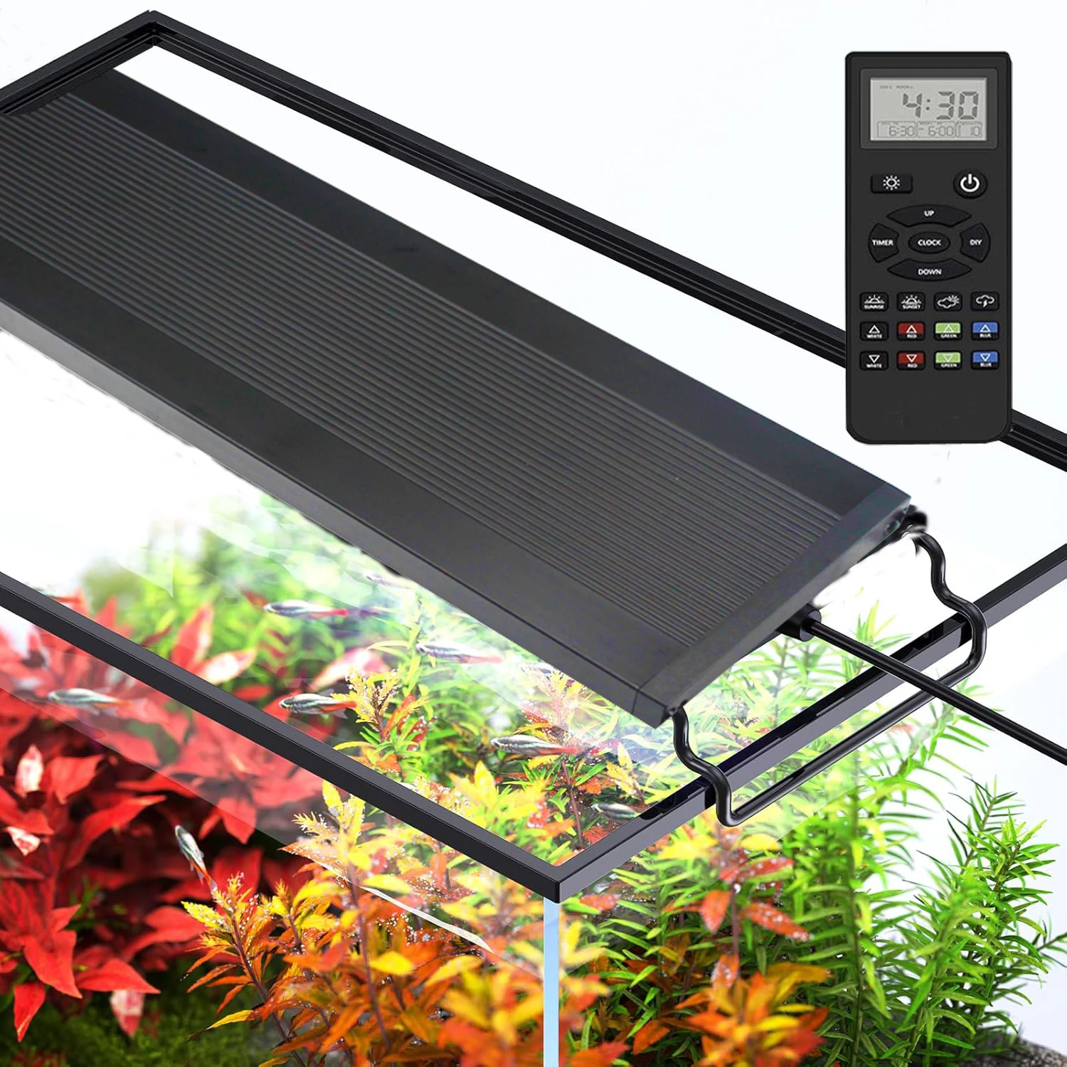 Wireless Remote Control Planted Aquarium Light 24-36inch Sunrise Sunset Programmable Dimmer Timer Aquarium Light for Fish Tank