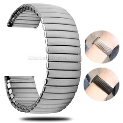 Stainless Steel Elastic Strap Polished Matte Watch Band 20mm 22mm Watch Women Men Waterproof Bracelet Silver Black Accessories