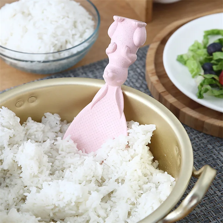 Straw rabbit spoon can stand up rabbit rice spatula rice cooker creative non-stick rice cartoon rice spoon rice spoon 1PC