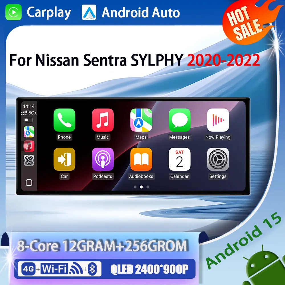 

Автомобильное мультимедийное радио Android 15 12,3 без 2 Din для Nissan Sentra SYLPHY 2020-2022 Carplay Auto Wi-Fi GPS 360 BT DSP
