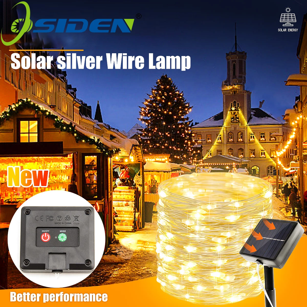

Christmas Fairy String Lights Outdoor Solar String Lights IP65 Solar Silver wire Lights for Yard Patio Garden Wedding Decoration