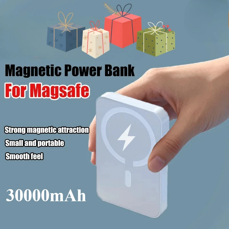 

30000mAh Magnetic Power Bank with 15W Wireless Fast Charger Portable Large Capacity Magsafe Power Bank for iPhone Samsung