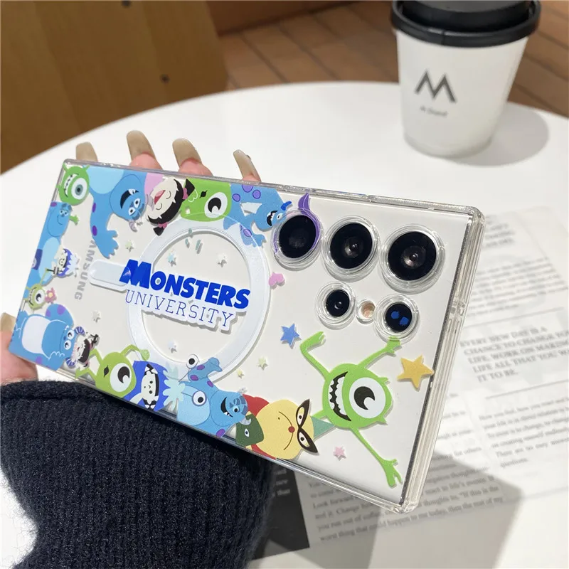 Disney-3Dモンスター大学ブラケットカバー、magsafe、ワイヤレス充電、s23、s24 ultra、s21、s22、s20 fe、note 10、20、かわいい