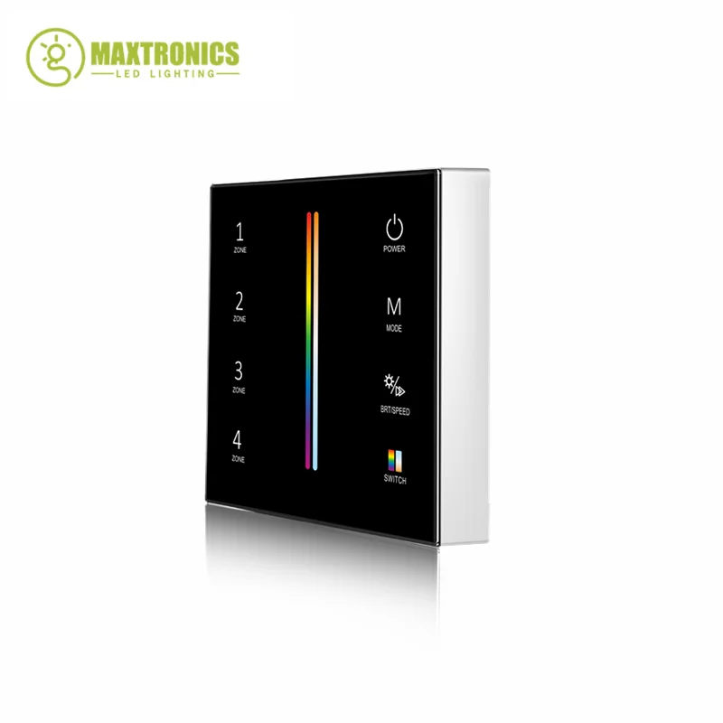 Smart Touch Panel Controller 2.4G 4 ZONE Dimming Wall Mounted Glass  / CCT / RGB / RGBW / RGB+CCT T21,T22,T24,T25 For LED Strip