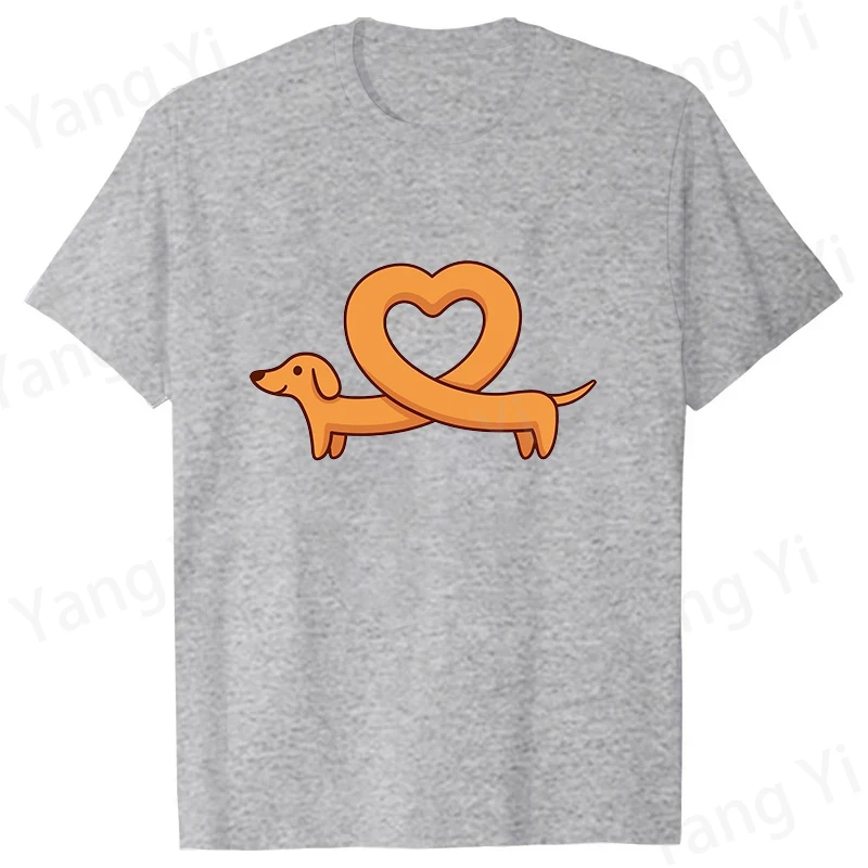 New Hot Cute Sausage Dog Printed T-shirts Women Men Unisex Casual Loose Round Neck Creative Personalized Unisex Love T-shirt Tee