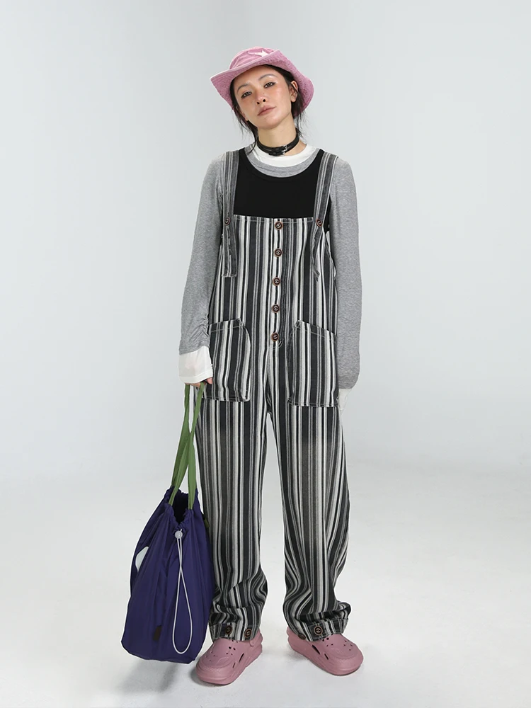 

Новинка 2025: Женский джинсовый комбинезон в полоску с широкими штанинами, устойчивый к износу, универсальный, в стиле Salt Or Sweet, с эффектом омоложения