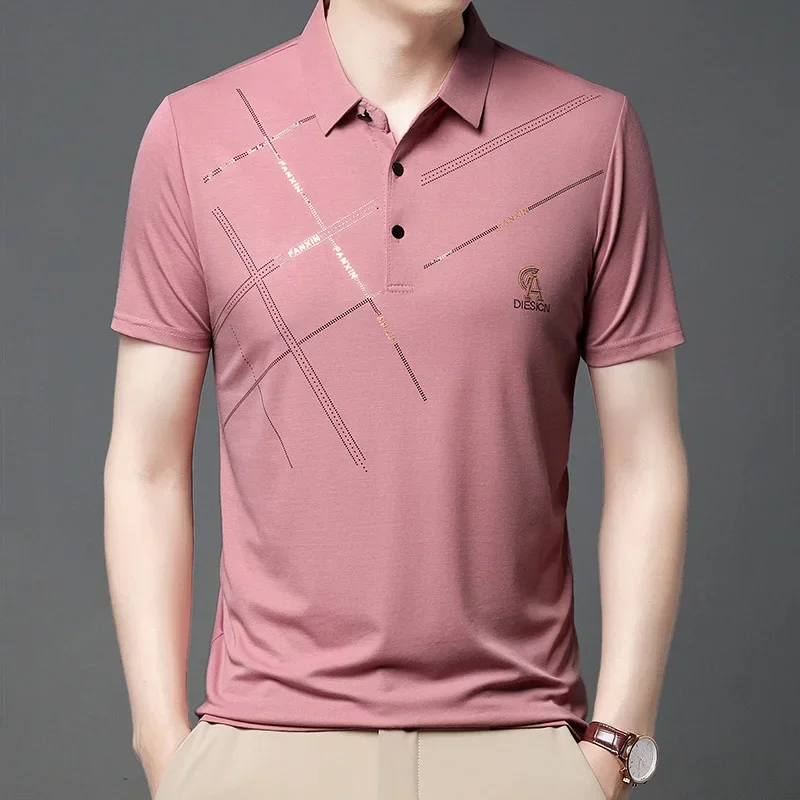 Men's POLO Shirt Summer Short-sleeved T-shirt Lapel Men's Printed Casual Fashion Top