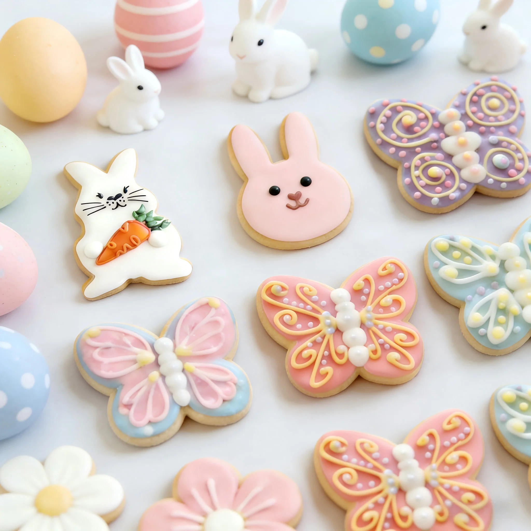 5/12PCS Cookie Cutter Set, Food Grade Stainless Steel, Spring Bunny Flower Molds, Easy Clean Tools for Easter Home DIY Baking