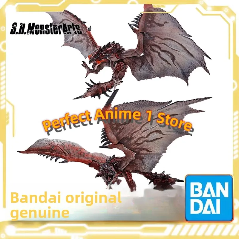 Original Bandai Monster Hunter SHM Fire Dragon Action Figure Rise Ichibanshou Monster Hunter World Iceborne Surroundings Gift