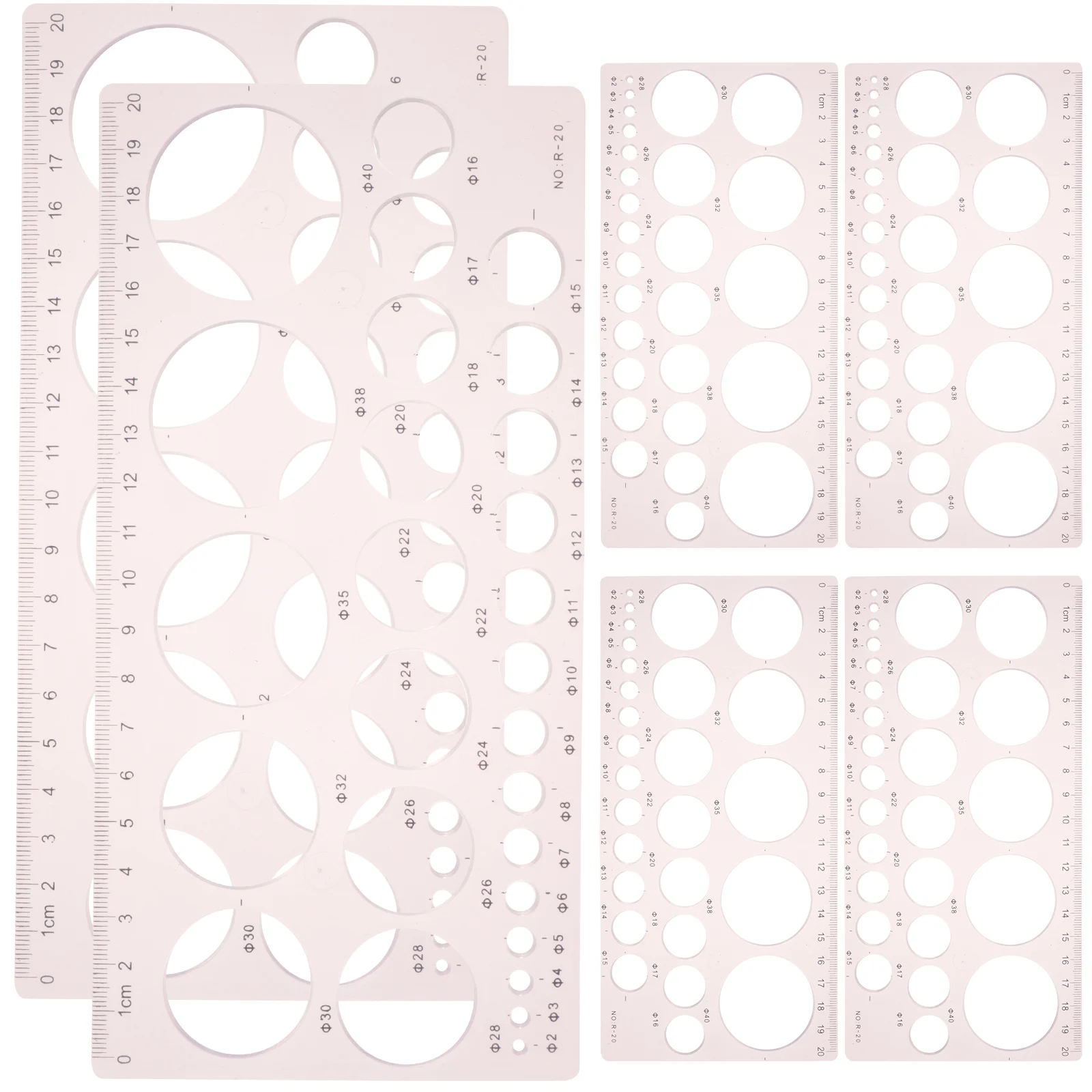 

6 Pcs Round Hole Ruler Plastic Drawing Tools Lightweight Portable Circle Templates Geometric Stencils Measuring Rulers School