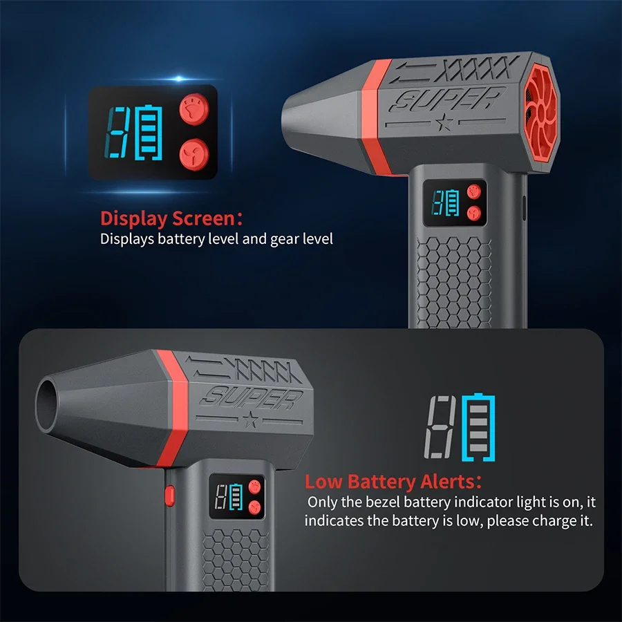 Hot sell 130000PM Air Blower Turbo Jet Fan Electric Power Display Handheld Mini Dust Cleaner High Speed Duster Gun Cleaning Tool