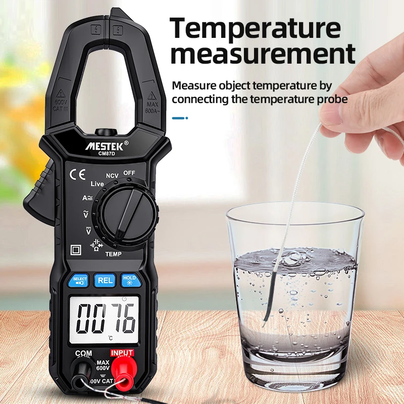 Mestek CM87D Digital Clamp Meter 600A AC DC Current Clamp Backlight NCV Voltmeter Ammeter with Data Zero Clamp Meter DC Current