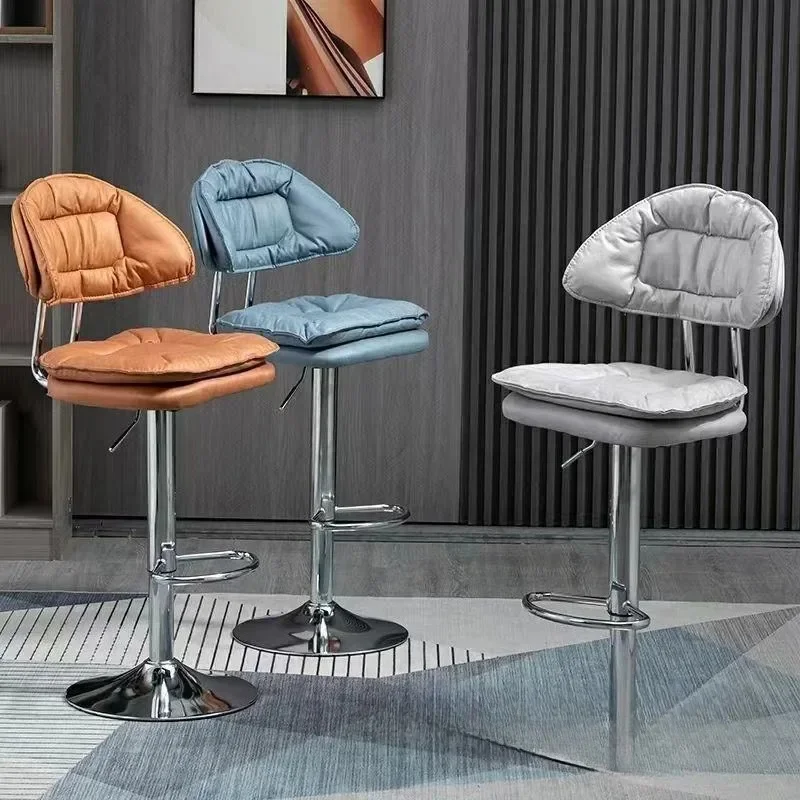 Bar chair, sedentary rotating high stool, home backrest bar chair checkout page can lift light luxury stool