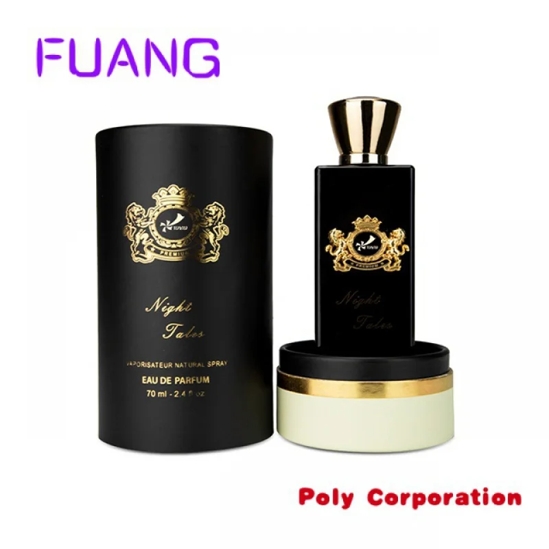 Custom  Custom Black Cylinder Cardboard Box for Luxury Perfume Bottles Matt Lamination Round Box with Insepacking box for small