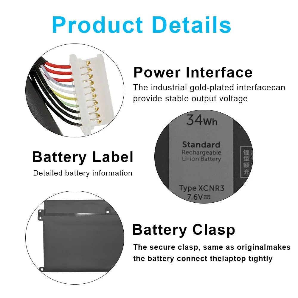 New XCNR3 7.6V34Wh 4250MAH Laptop Battery For Dell Latitude 13 7370 Ultrabook Series WV7CG 0WV7CG 0XCNR3 WY7CG MH25J N3KPR P63NY