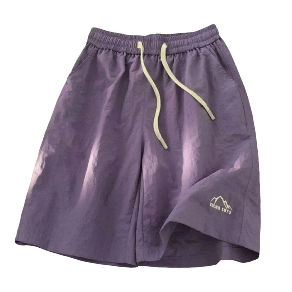 Ice Silk Fabric Sports Running Shorts Ultra-Thin Material Five-Quarter Length Quick Dry Shorts Polyester Fiber Elastic Waistband