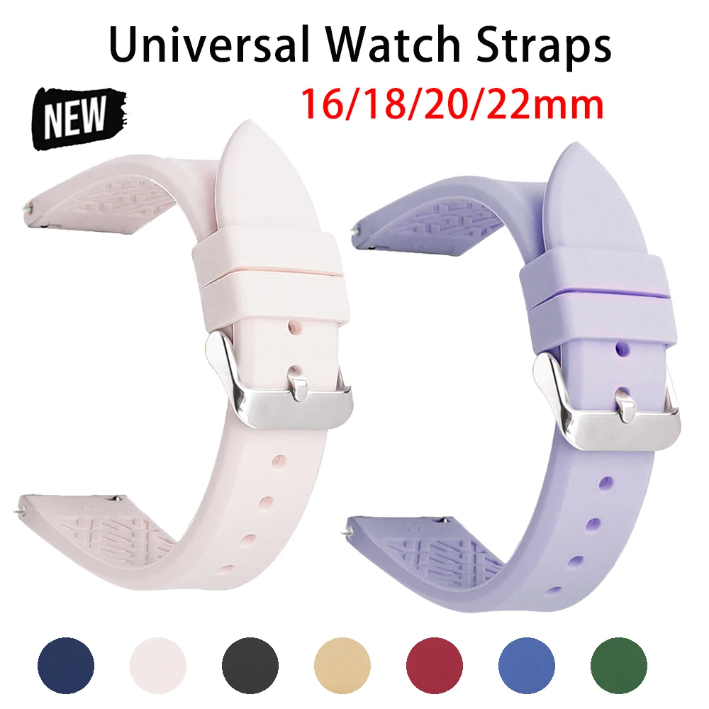 High Quality for Samsung Galaxy for Huawei Watch Straps Belt Silicone Band 16/18/20/22mm Soft Quick Release Universal Watch Band