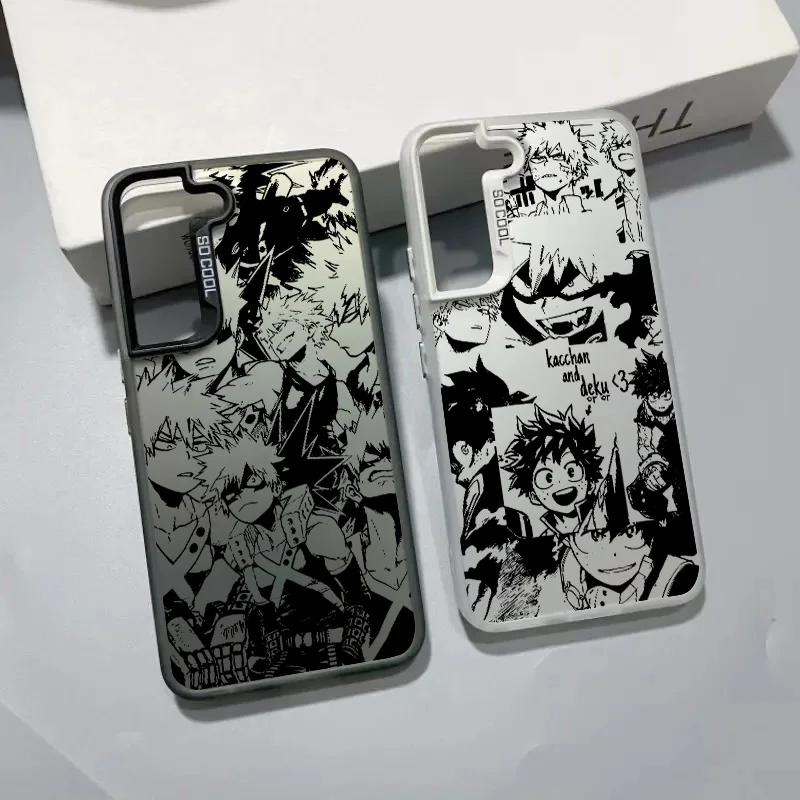 Anime My Hero Academia Phone Case For Samsung Galaxy S24 S23 S22 S21 S20 Plus FE Ultra Colored Silver Plated Inside Cover