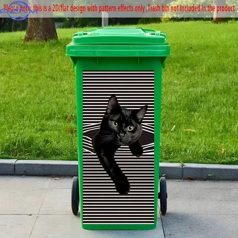 1pc of Trash Can Sticker, 37×82 Cm, Designed with a Black Cat Texture Theme, Self-Adhesive Wallpaper for Decoration, Suitable