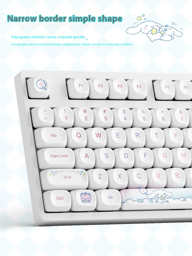 Imagem -06 - Akko Cinnamoroll Teclado com Fio Mecânico Teclado de Jogos dos Desenhos Animados Hot Swap Presente para Meninas Computador de Escritório 3087