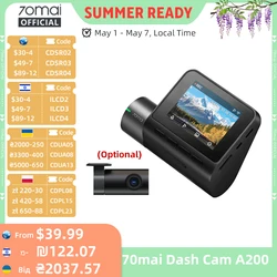 70mai Dash Cam A200 2'' LCD Screen 70mai A200 Car DVR1080P Auto Recorder 24H Parking Support 130° FOV Dual-channel Record