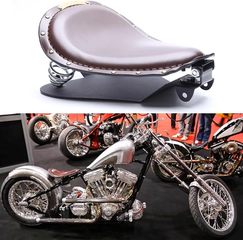 Brown Motorcycle Solo Seat Fits for Sportster XL 1200 883 48 Dyna Chopper Bobber and More