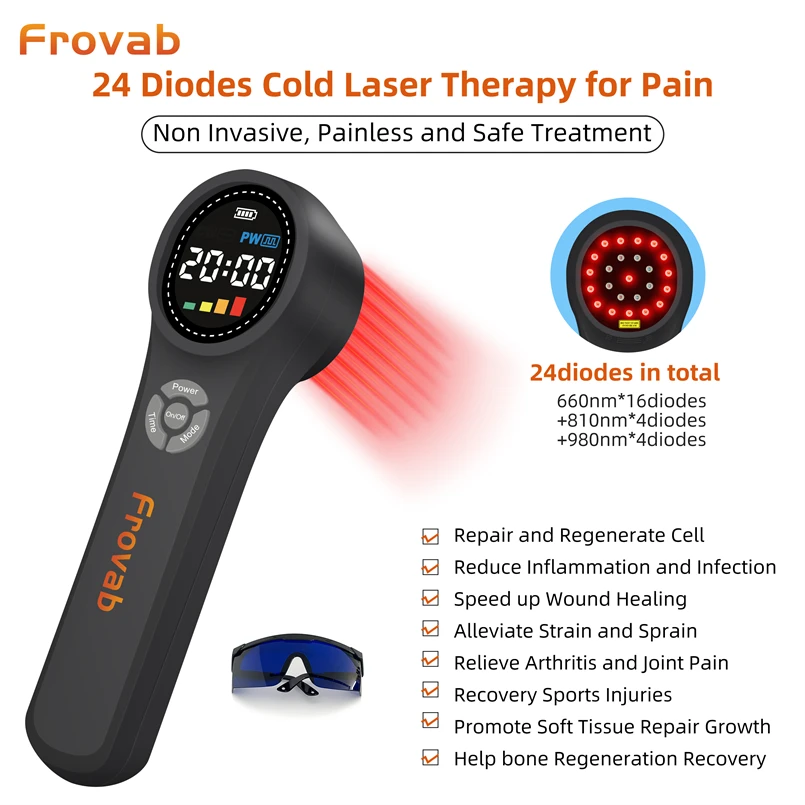 

24 Diodes Pet Safe Laser Light Cold Laser Therapy Infrared Laser Light for Pets Promote Tissue Regrowth for Human Animal Use