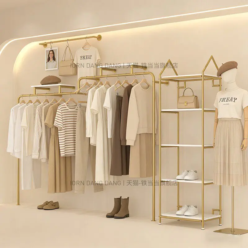 Minimalist silver wrought iron clothing store on the wall High-end Internet celebrity