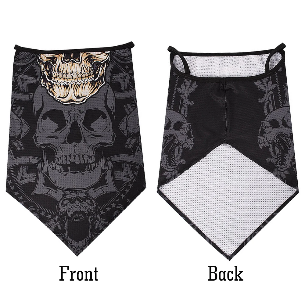 Skull Cycling Bandana Triangle Tube Scarf Half Face Mask Neck Gaiter Cover Multifunctional Hiking Hunting Hang-Ear Running Men