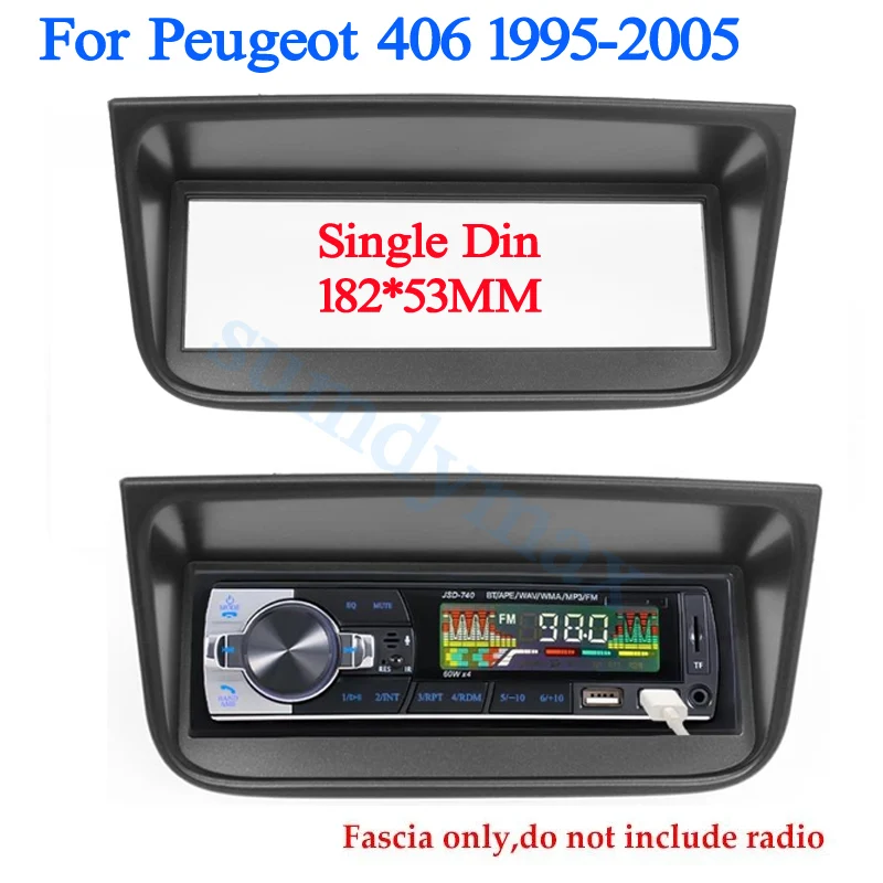 

single sin Car Radio Fascia for Peugeot 406 1995-2005 1din car DVD Frame Bezel Panel Installation Dash Kit