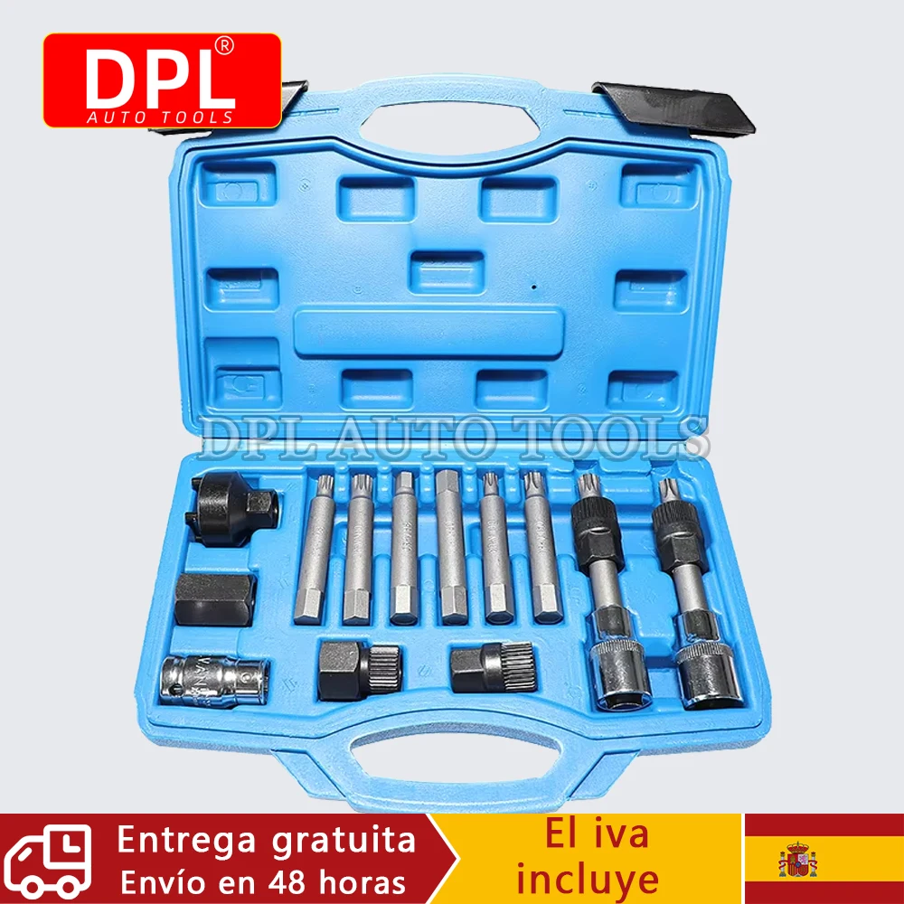 Juego de herramientas para motor de extracción de polea de rueda libre de alternador, 13 Uds., para Mercedes Benz BMW