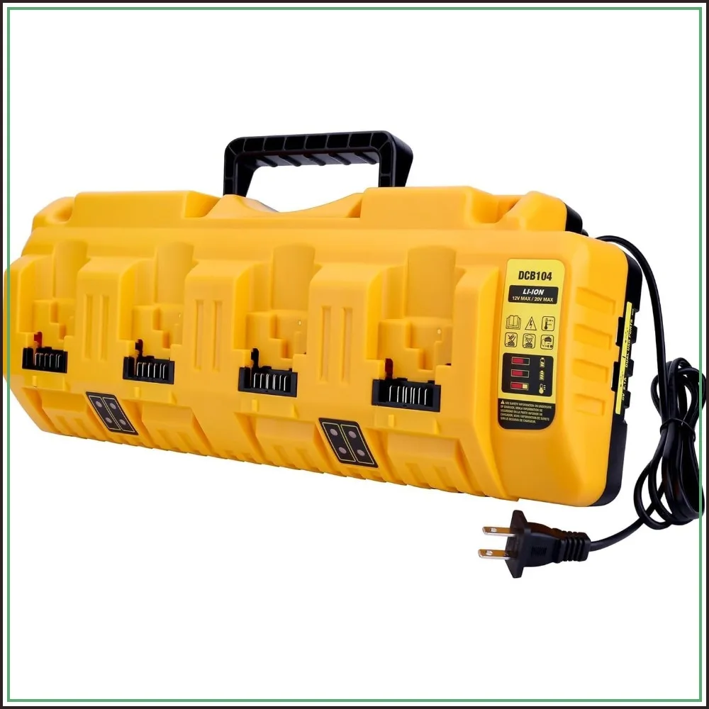 

4-Port Rapid Battery Charger Station for 12V 20V Lithium Batteries, Fast Charging with LED Indicators and USB Ports