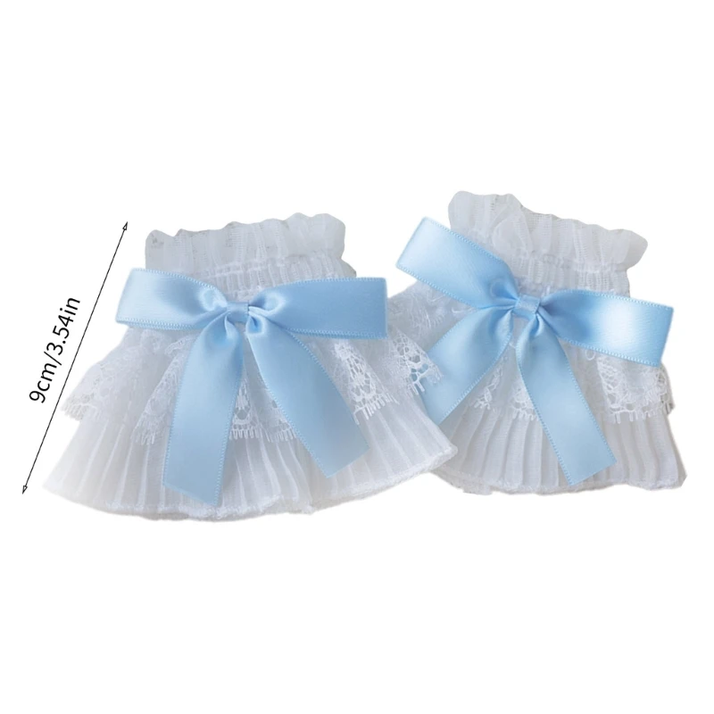 Doce lolita meninas punhos de pulso feminino adorável bowknot plissado falsos punhos cosplay empregada doméstica plissado manga decorativa