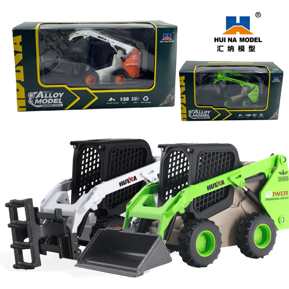 New 4Pces Huina 1:50 Static Engineering Vehicle Shantui Crawler Forklift Model Home Collection Ornaments Children's Toys