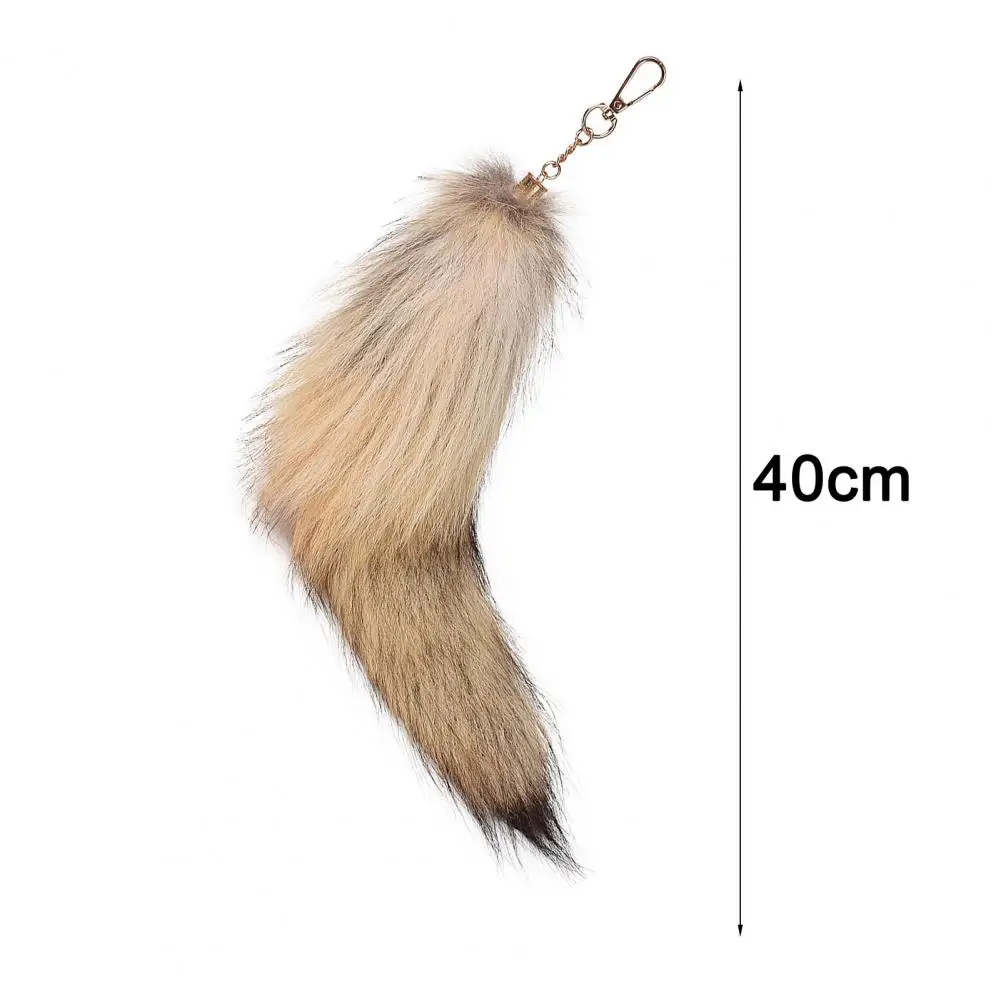 40CM Cartoon Cute Faux Fox Tail Keychain Pendant Handcrafted Faux Fur Tail Cosplay Renaissance Furry Tail Handbag Key Chain