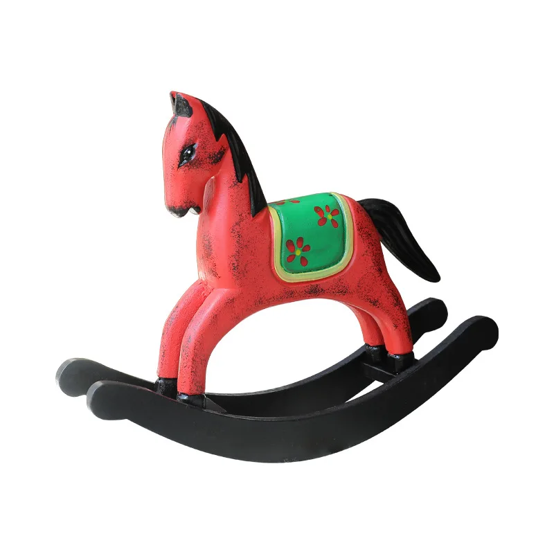 A pair of ornaments red rocking Trojan horse home furnishing, living room children's room desktop creative arrangement ornament